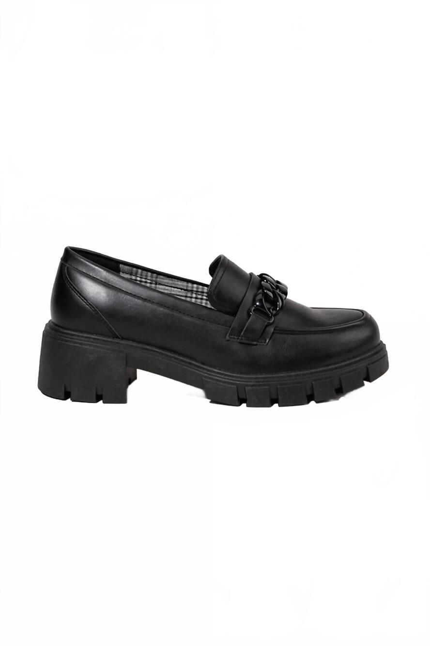 NEW JELLYPOP women's una chunky chain loafers in black